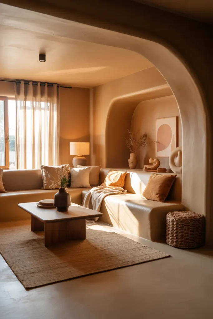 Earth-Tone Sunken Living Room