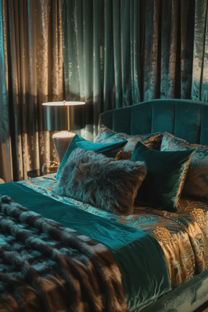 28 Maximalist Bedroom Decor Ideas That Mix Comfort, Color, and Chaos Beautifully 6 Embrace Luxe Textures for Sensory Impact