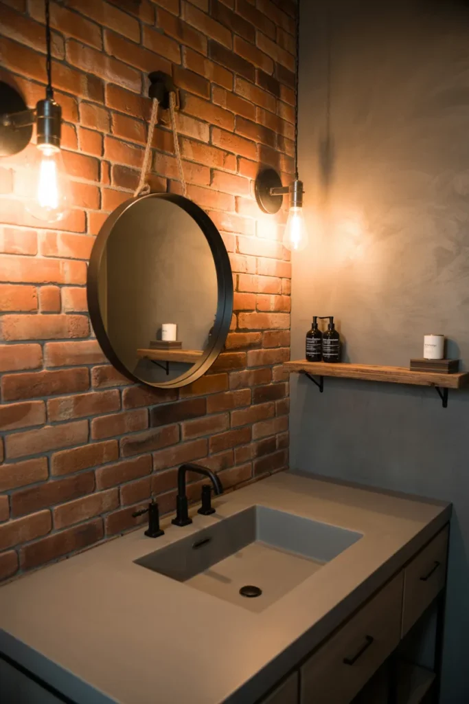 Exposed Brick and Matte Black Fixtures
