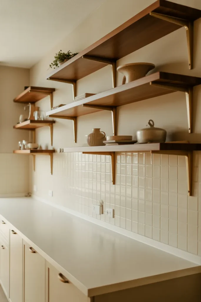 Floating Shelves with Brass Brackets