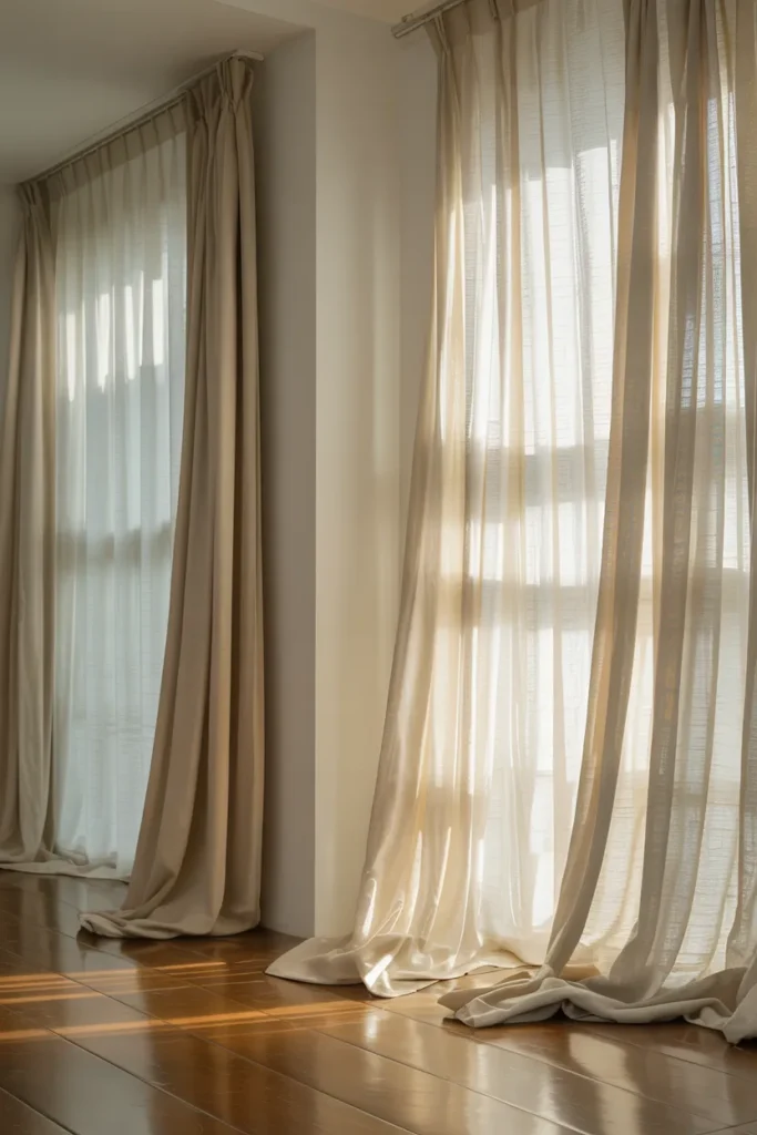 Floor-to-Ceiling Curtains for Height and Flow