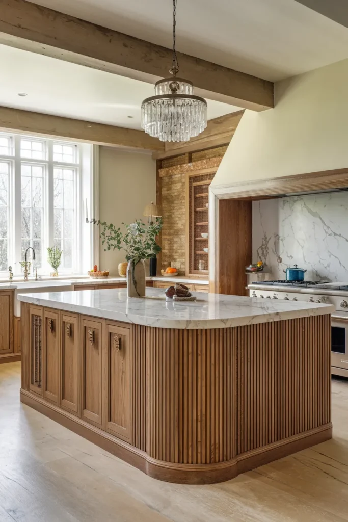 Fluted Island with Stepped Edge Countertop