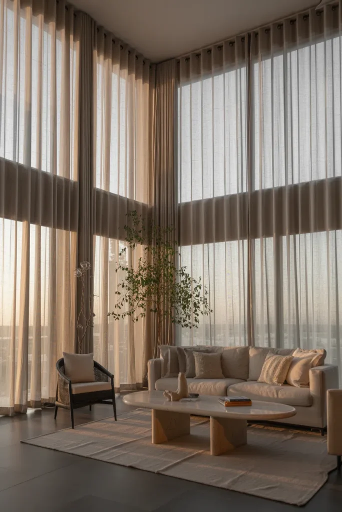 Frame the Space with Tall Curtains of Sheer Fabric