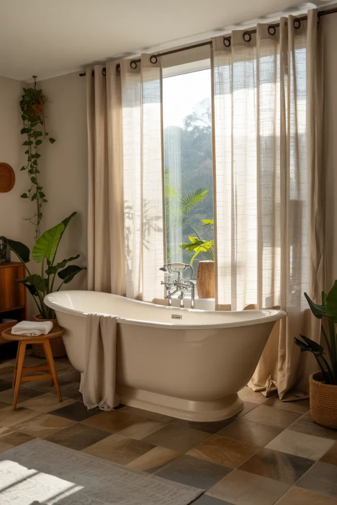 20 Mid Century Modern Bathroom Ideas That Instantly Elevate Your Space 20 Freestanding Tub Near a Large Window