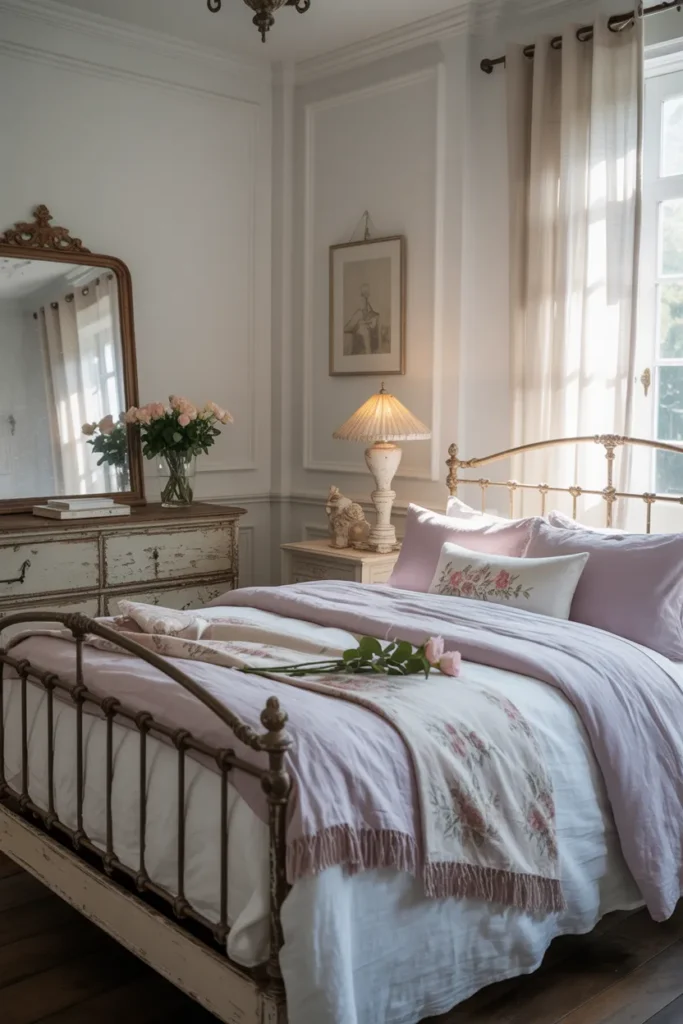 17 Warm and Elegant Nancy Meyers Bedroom Aesthetic Ideas for Timeless Comfort 14 French Country Romance
