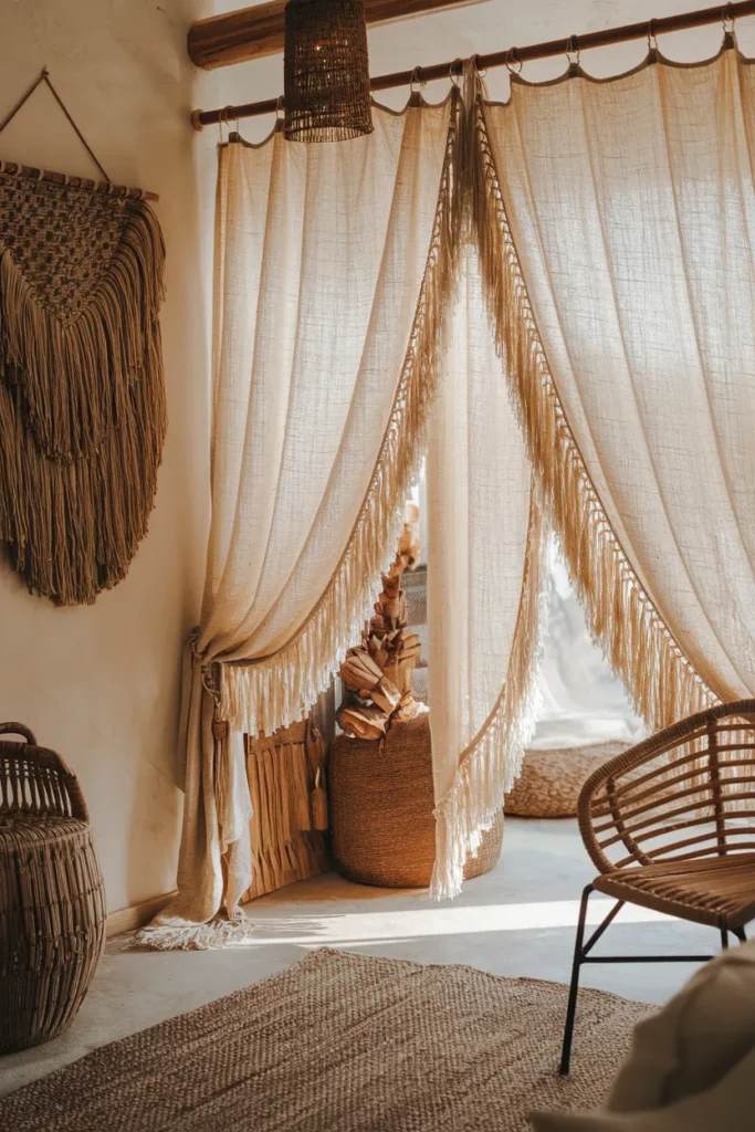 Fringed Linen Curtains for Textural Warmth