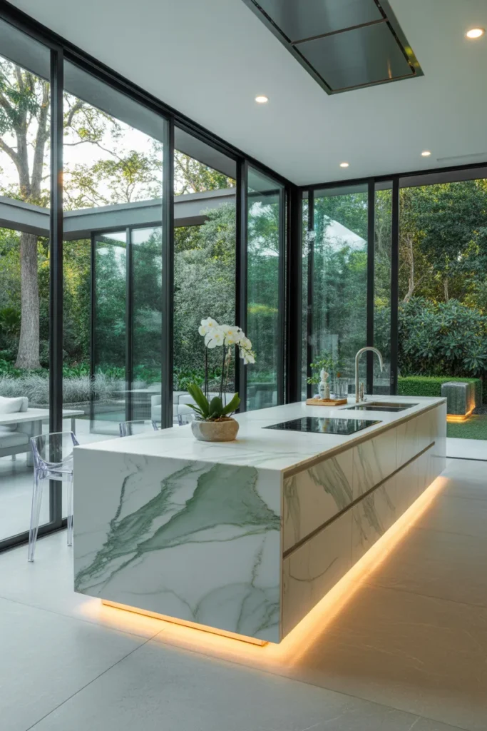 Glass Pavilion Minimalist Kitchen