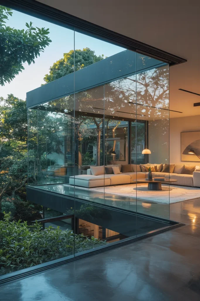 Glass-Wall Sunken Living Space