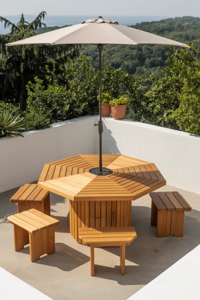 20 DIY Outdoor Dining Table Ideas You’ll Want to Build This Weekend 17 Hex Table