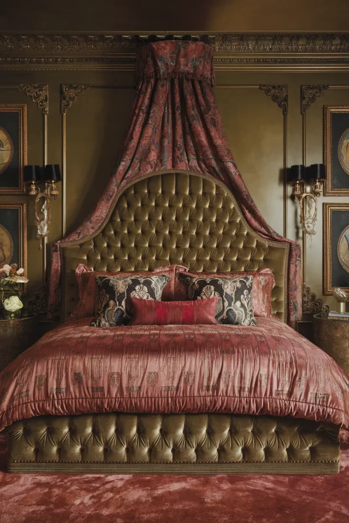 28 Maximalist Bedroom Decor Ideas That Mix Comfort, Color, and Chaos Beautifully 11 Highlight a Bold Headboard