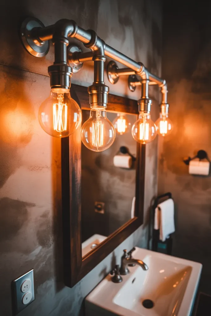 Industrial Vanity Lighting with Edison Bulbs