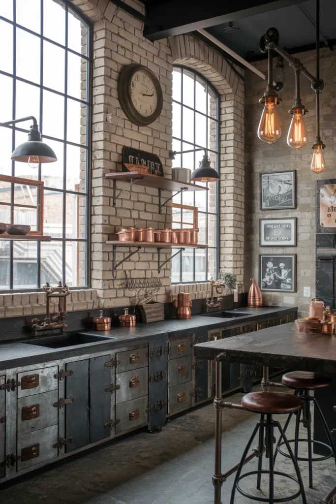 Industrial Vintage Kitchen with Metal Accents