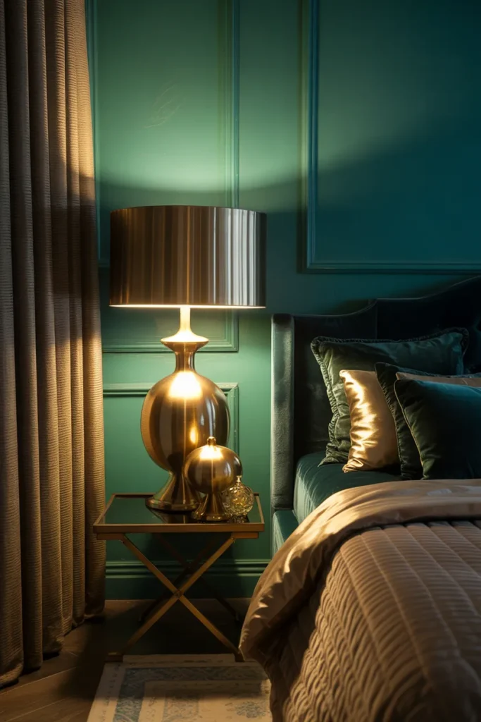 28 Maximalist Bedroom Decor Ideas That Mix Comfort, Color, and Chaos Beautifully 14 Introduce Metallic Accents