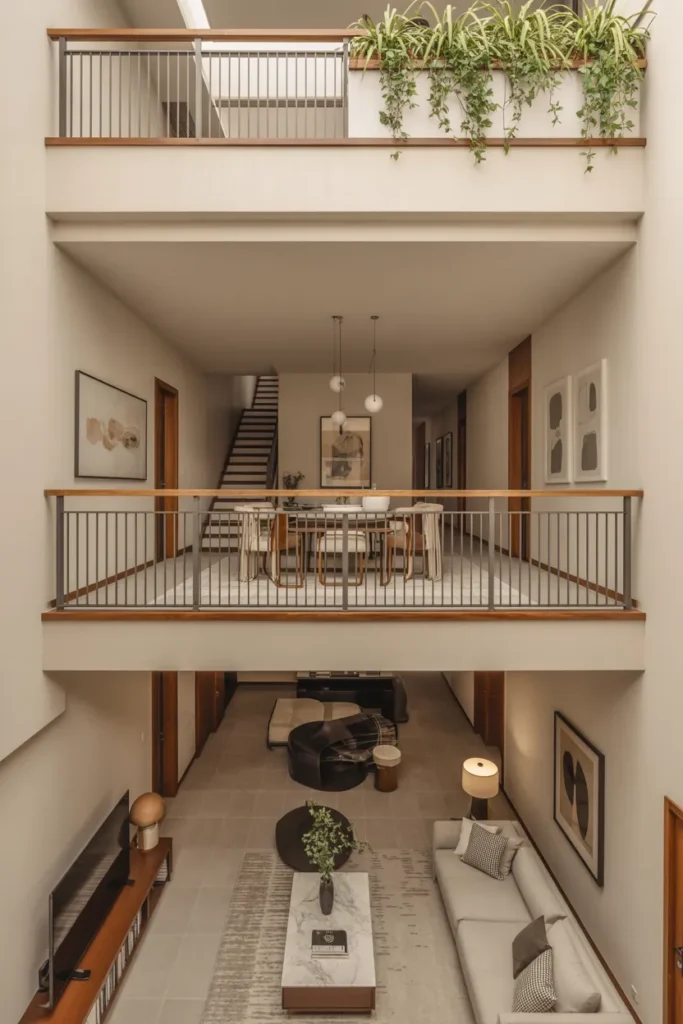 Introduce a Feature Balcony or Interior Overlook