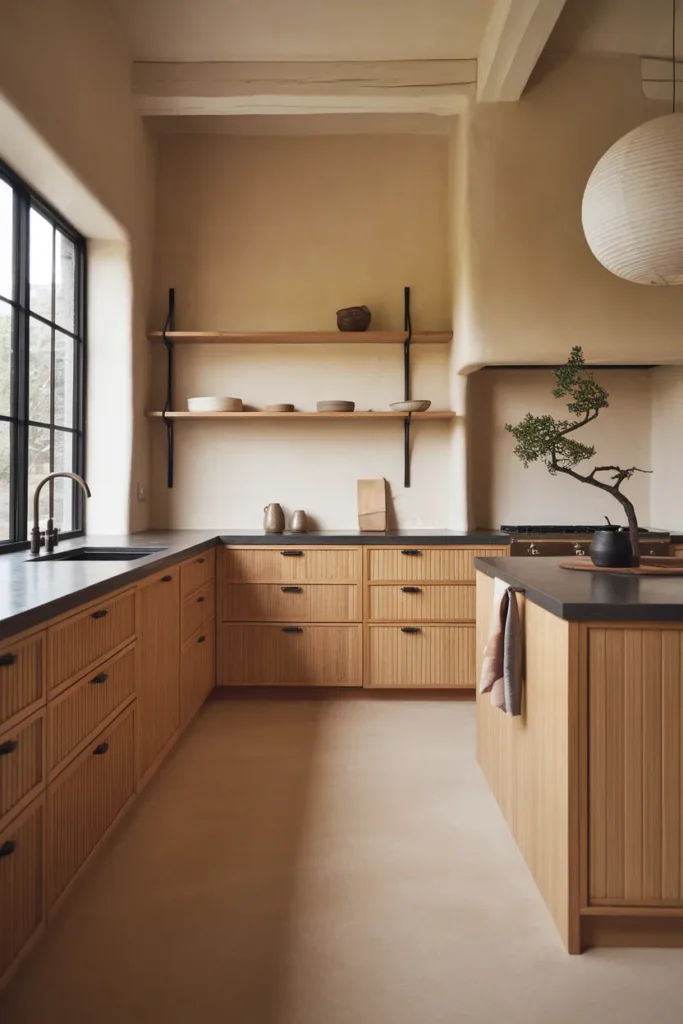 Japandi Balance with Bamboo and Charcoal Accents