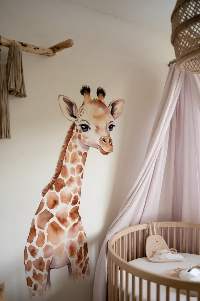 10 DIY Nursery Wall Decor Ideas That Look Expensive 4 Large-Scale Floral or Animal Decals