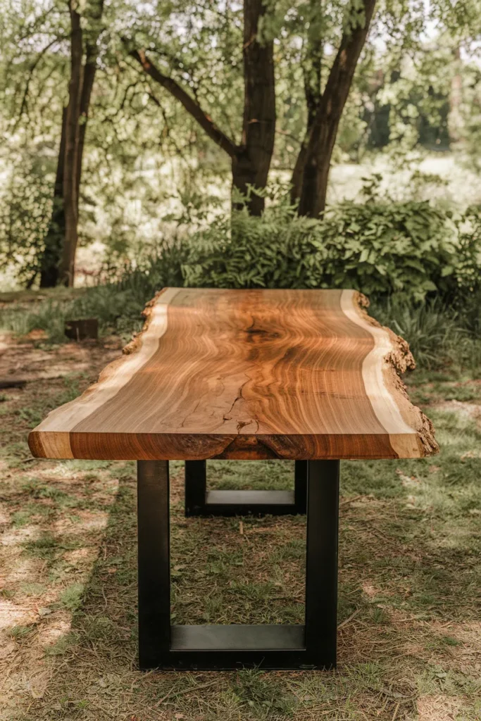 20 DIY Outdoor Dining Table Ideas You’ll Want to Build This Weekend 15 Live-Edge Picnic Luxe