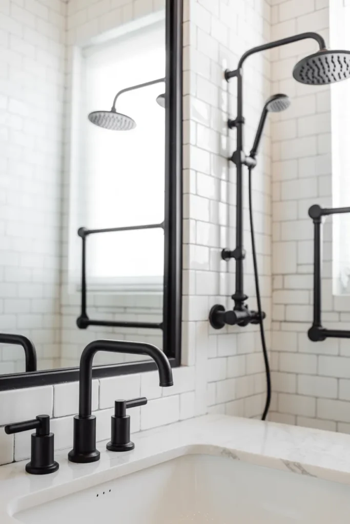 Simple Meets Stylish: 25 Minimalist Bathroom Designs That Inspire Clarity 11 Matte Black Fixtures
