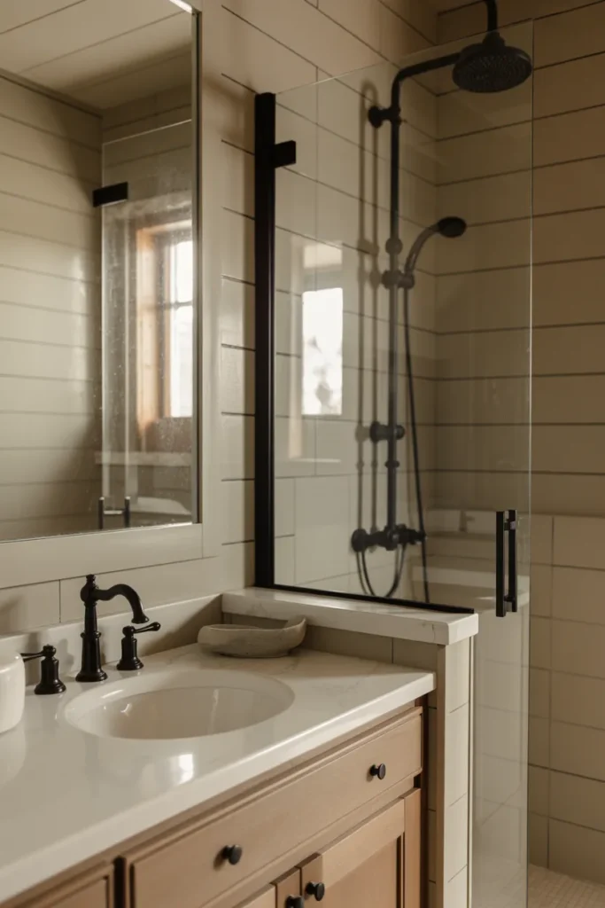 Matte Black Fixtures That Ground the Room