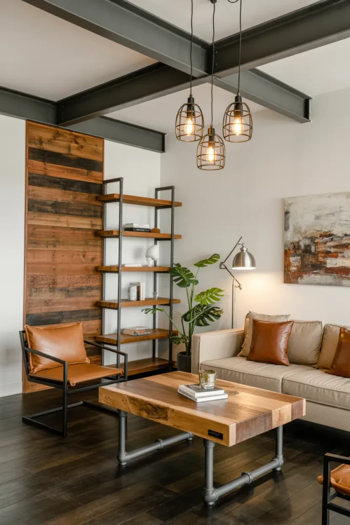 Metal Accents Mixed with Reclaimed Wood Details