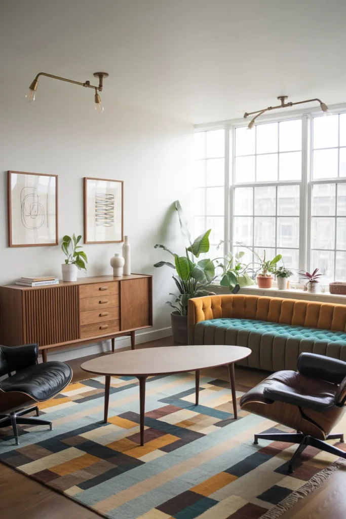 Mid-Century Revival Apartment Living Room