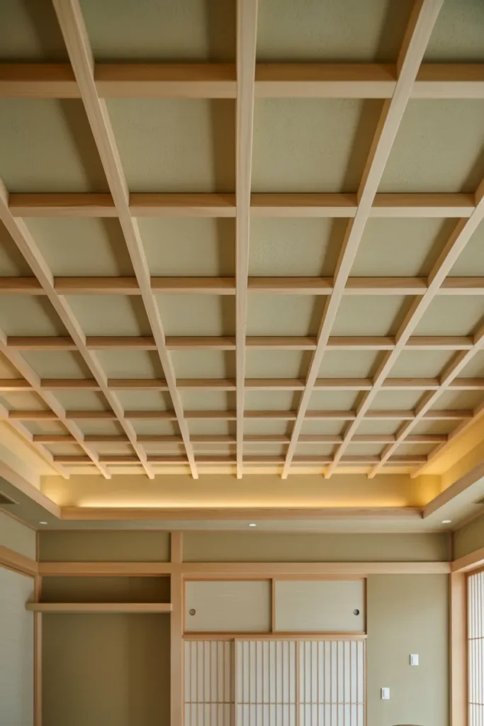 30 False Ceiling Ideas That Instantly Make Your Home Look More Luxurious 25 Minimal Japanese Zen Ceiling with Exposed Wooden Grid