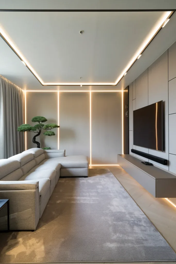 Minimal Zen Smart Apartment Living Room
