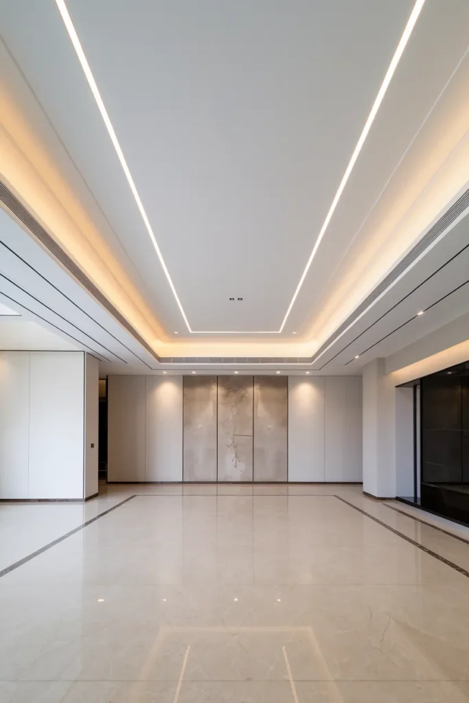 30 False Ceiling Ideas That Instantly Make Your Home Look More Luxurious 6 Minimalist Coffered False Ceiling with LED Lighting