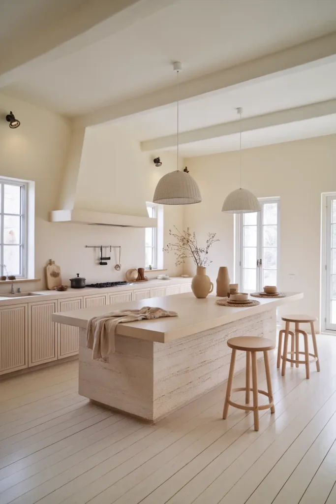 25 Cozy Scandinavian Kitchen Designs That Feel Effortlessly Chic 11 Minimalist Island with Natural Texture