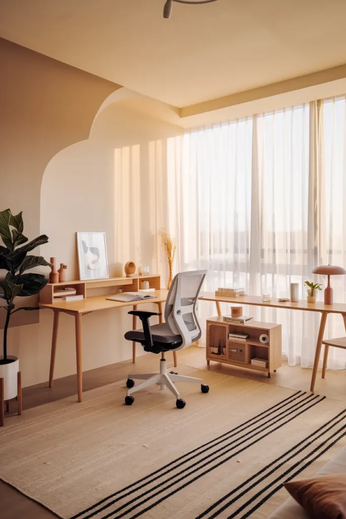 15 Study Room Decor Ideas That Instantly Make You Want to Sit and Study 2 Minimalist Study Space with Calm Neutrals