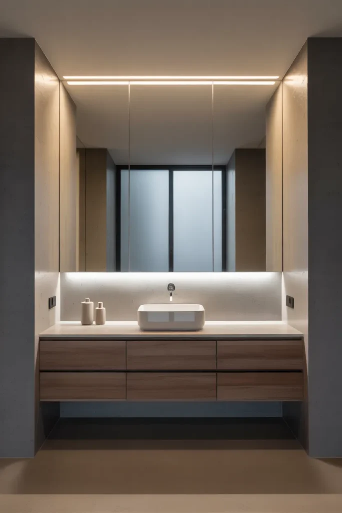 Simple Meets Stylish: 25 Minimalist Bathroom Designs That Inspire Clarity 14 Minimalist Vanity Mirror Cabinet