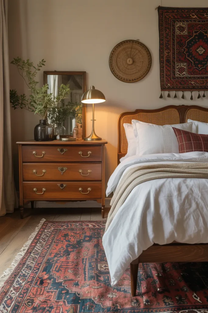 25 Beautiful Boho Bedroom Ideas That Bring Comfort and Soul to Your Space 8 Mix Vintage Finds with Modern Comforts