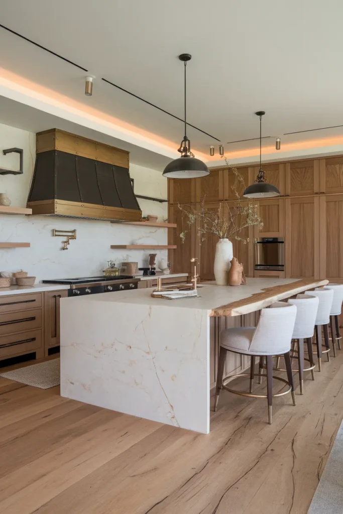 Mixed Metals with Stone Waterfall and Quiet Appliances