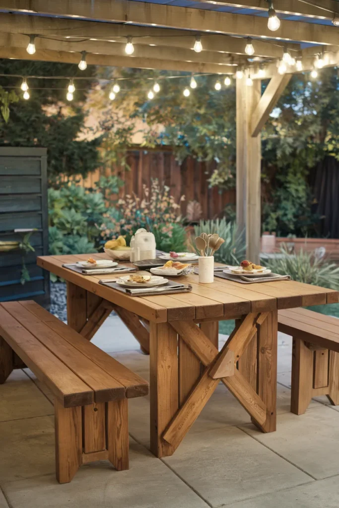 20 DIY Outdoor Dining Table Ideas You’ll Want to Build This Weekend 16 Modular Bench-Mate