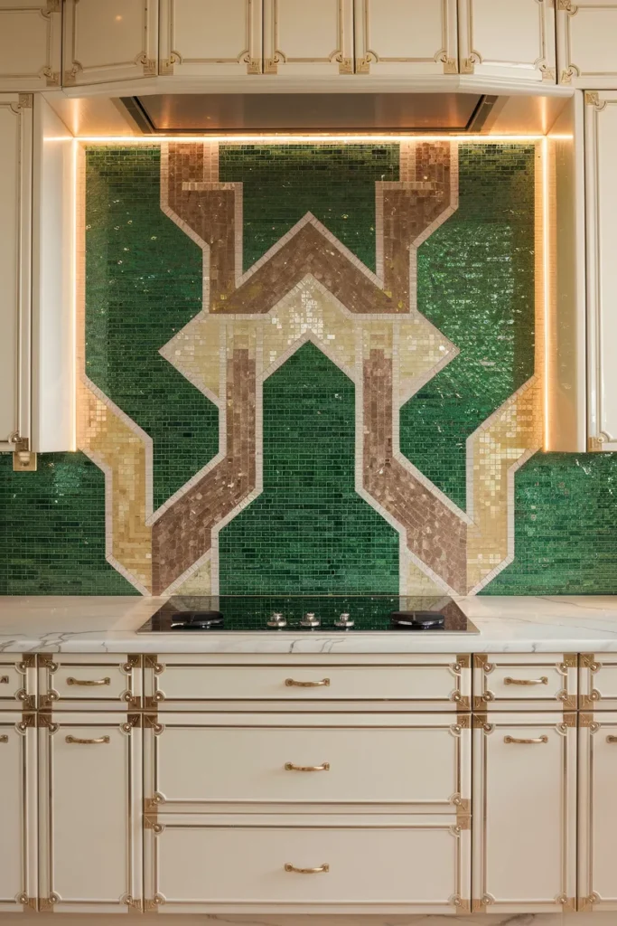 Mosaic Accent Wall with Jewel Tones