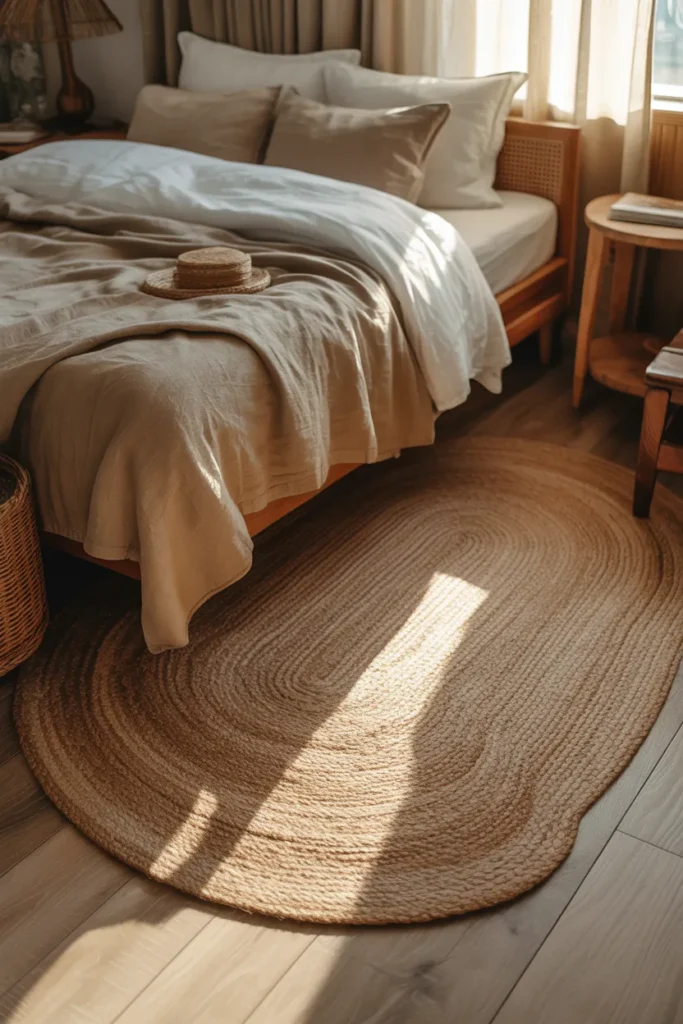 Natural Jute Rugs under Bare Feet