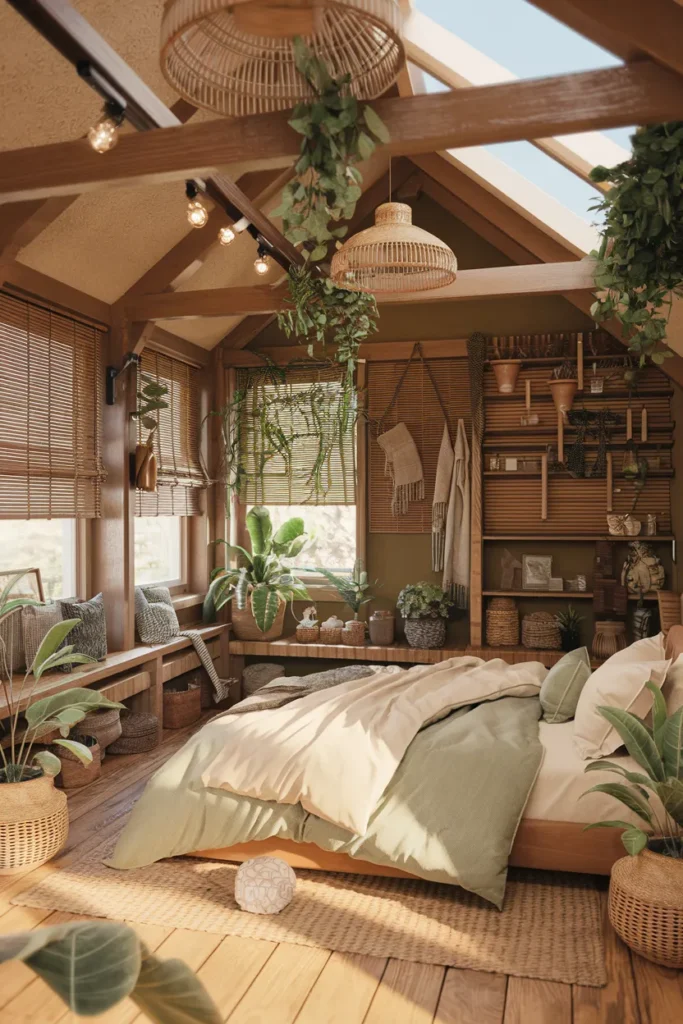 30 Attic Bedroom Ideas That Turn Forgotten Spaces into Dreamy Retreats 20 Nature-Inspired Wooden Haven