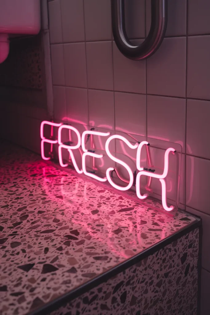 15 Genius DIY Small Funky Bathroom Upgrades That’ll Make Guests Say WOW 4 Neon Sign Accent (Battery or Plug-In)