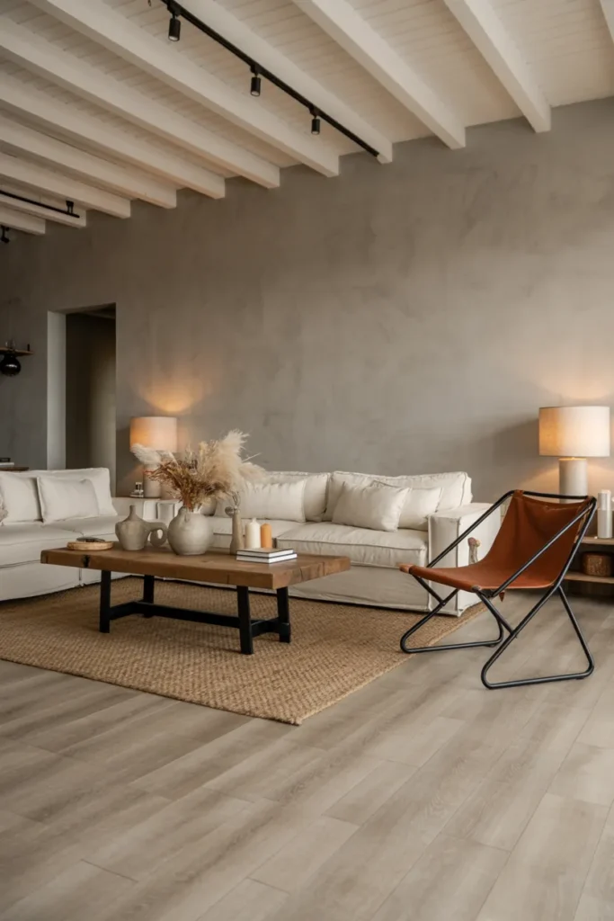 Neutral Industrial Loft with Layered Textures