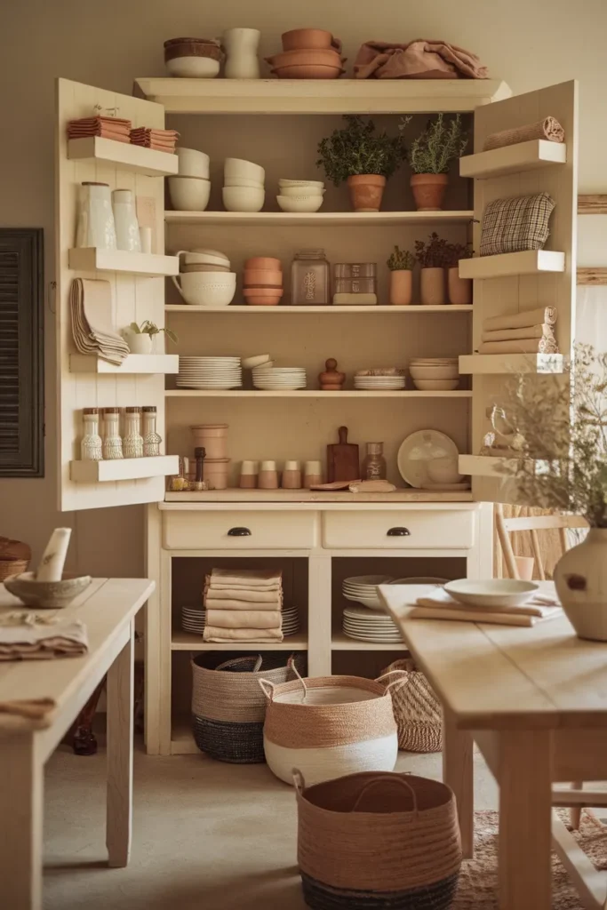 Open Cupboards with Layered Textures