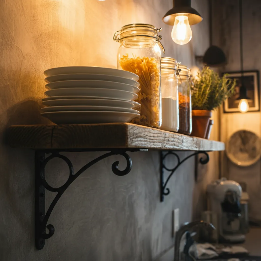 Open Shelving with Reclaimed Wood