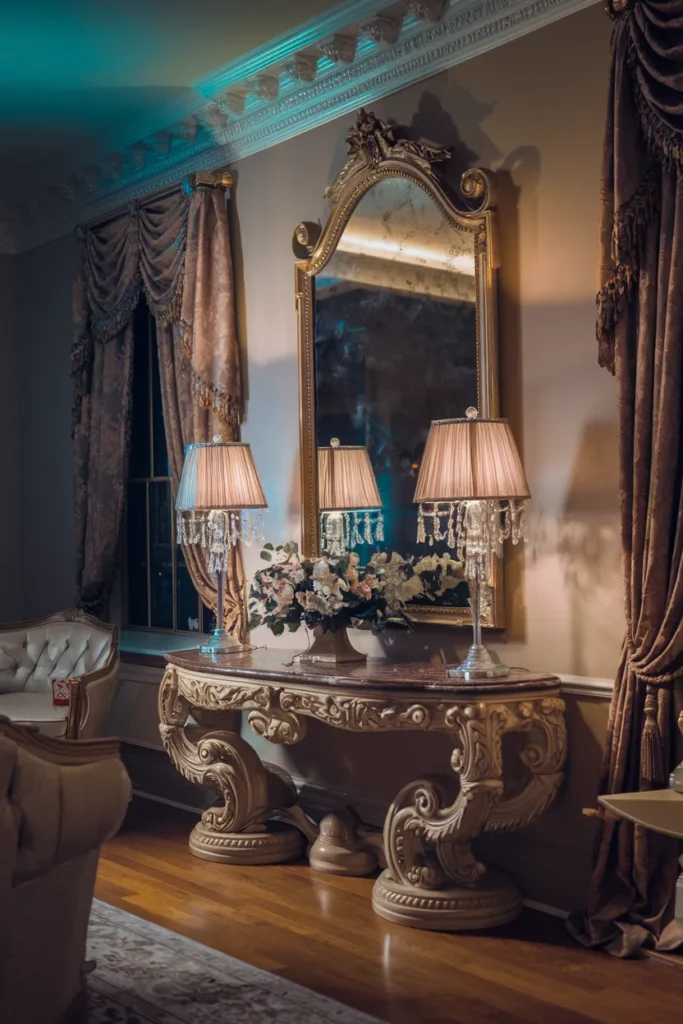 Ornate Console Table and Wall Mirror Pairing