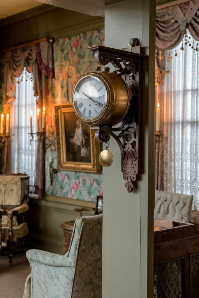 Ornate Wall Clocks and Carved Brackets