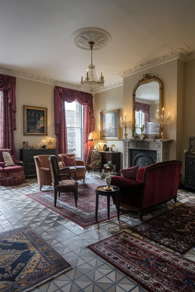 Patterned Floor Tiles and Area Rugs