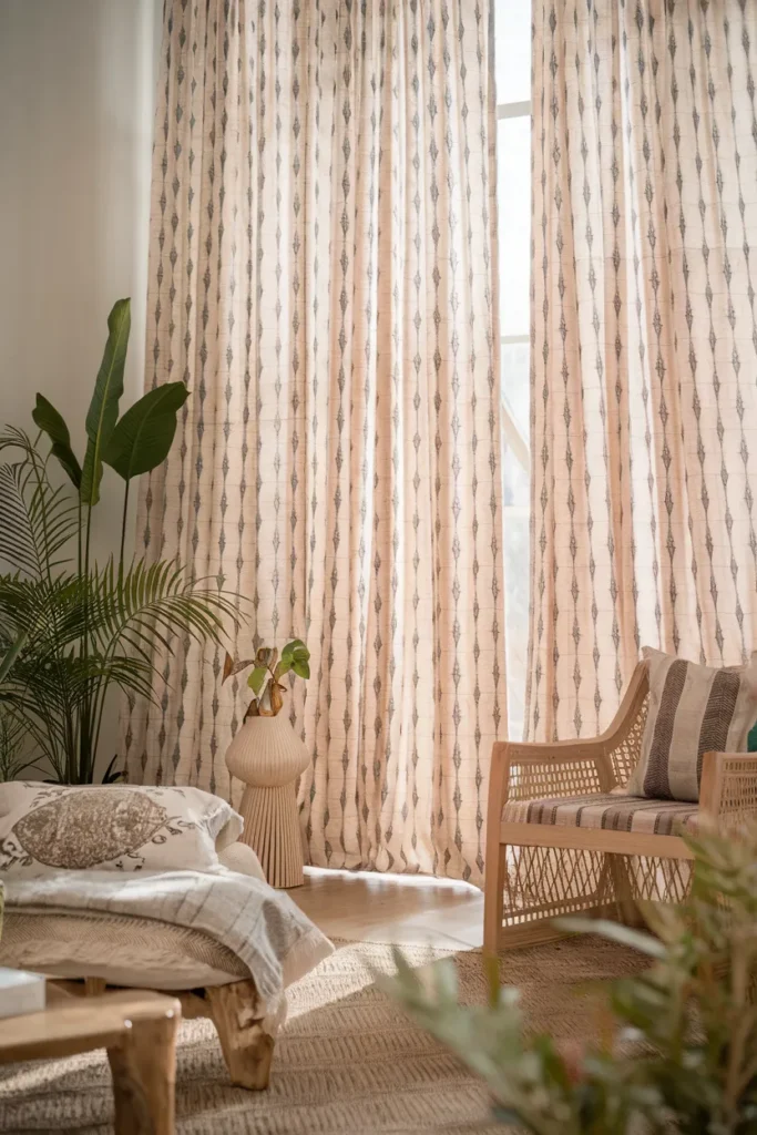 Patterned Linen Curtains for Artistic Flair