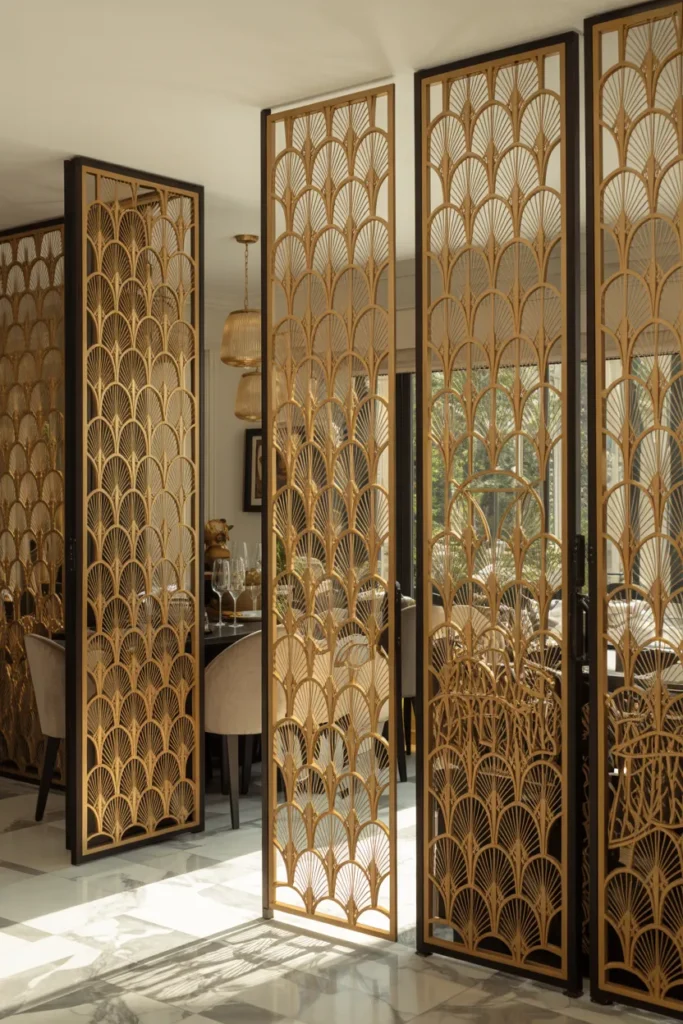 Patterned Metal Screens as Room Dividers