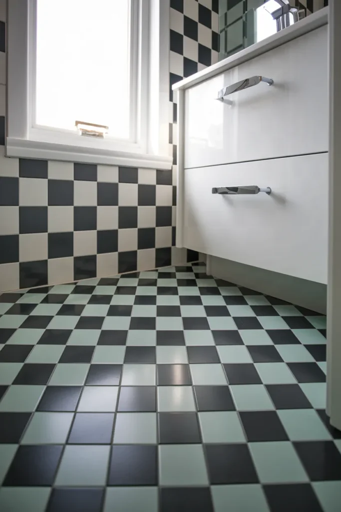 15 Genius DIY Small Funky Bathroom Upgrades That’ll Make Guests Say WOW 8 Patterned Peel-and-Stick Vinyl Floor