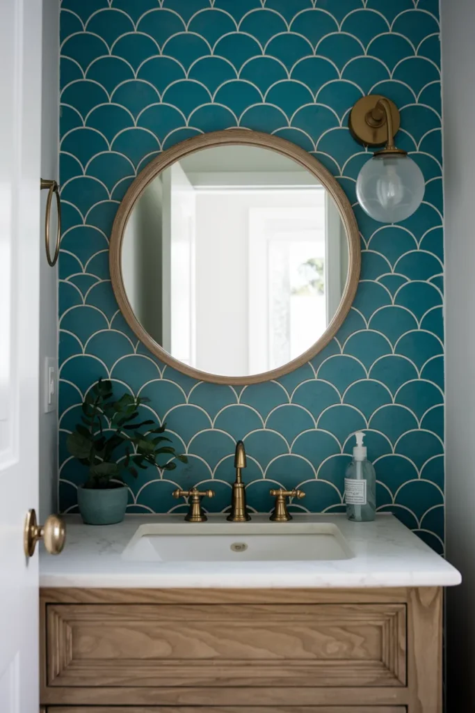 15 Genius DIY Small Funky Bathroom Upgrades That’ll Make Guests Say WOW 14 Peel-and-Stick Backsplash with Wild Shapes