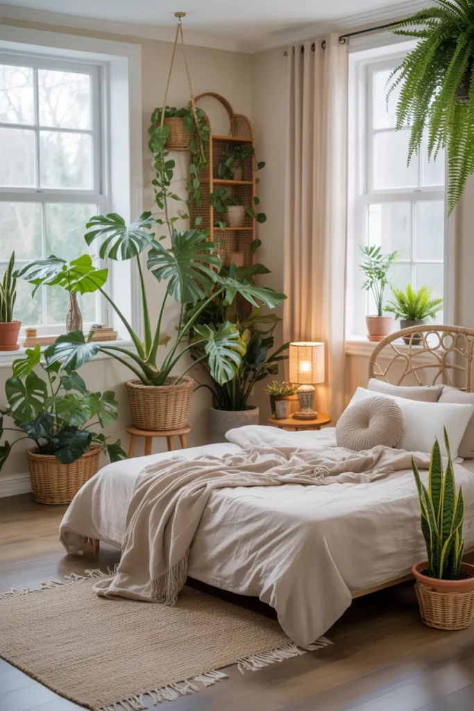 25 Beautiful Boho Bedroom Ideas That Bring Comfort and Soul to Your Space 7 Plants Everywhere for Natural Energy