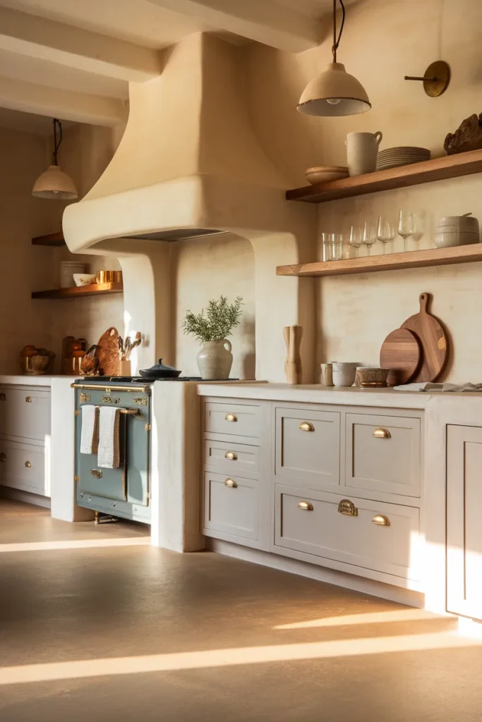 Plaster Hood with Walnut Notes and Microcement Floor
